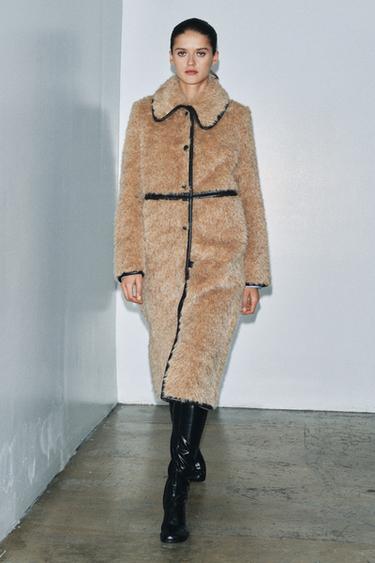 LONG FAUX SHEARLING COAT - LIMITED EDITION - Light brown by Zara