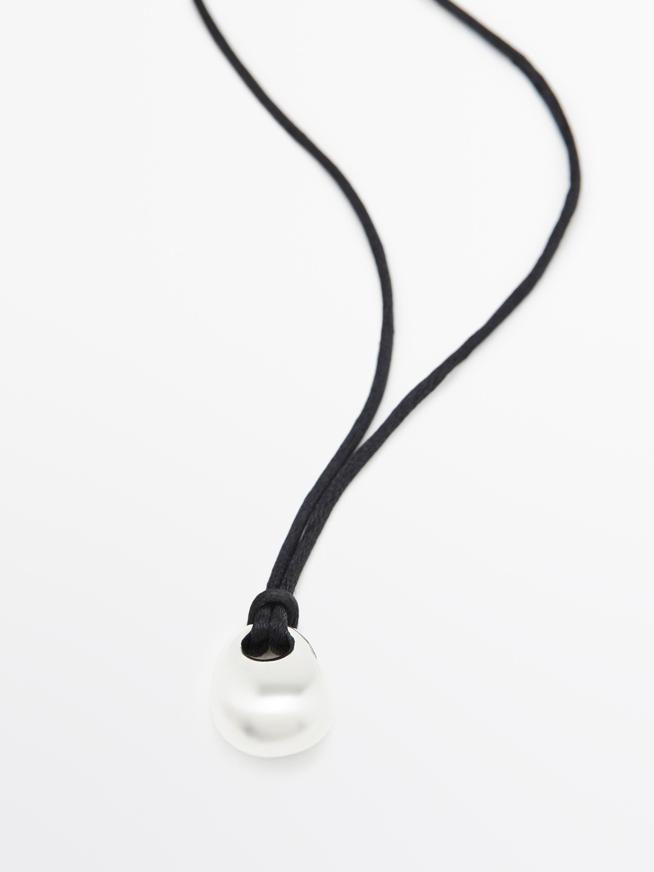 Long cord necklace with droplet detail - Silver | ZARA United States
