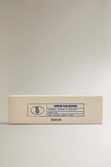 BERGAMOT & SANDALWOOD INCENSE STICKS (PACK OF 20) - Ecru / Green by Zara - Image 3