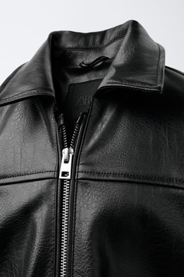 FAUX LEATHER BOMBER JACKET - Black by Zara - Image 4