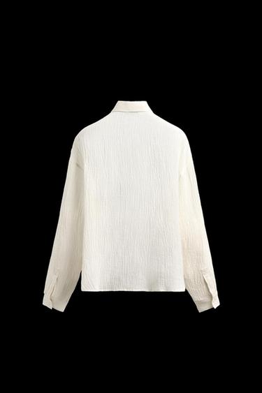 Zara 100% CRINKLED LINEN SHIRT - Ecru