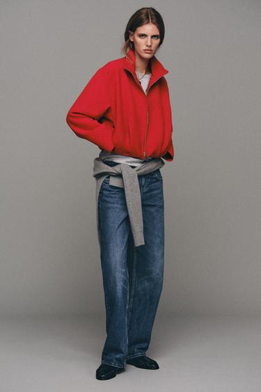 CAZADORA BOMBER CUELLO SUBIDO - Rojo de Zara - Imagen 0