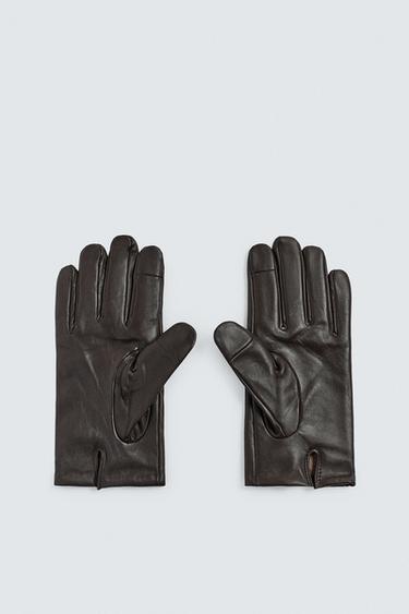 GANTS BASIQUES EN CUIR - Chocolat de Zara - Image 3