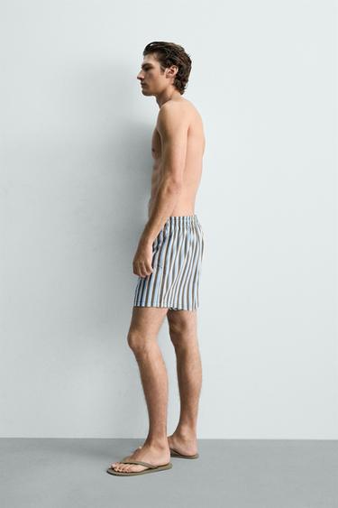 MID-LENGTH STRIPED SWIMMING TRUNKS - Sky blue by Zara - Image 4