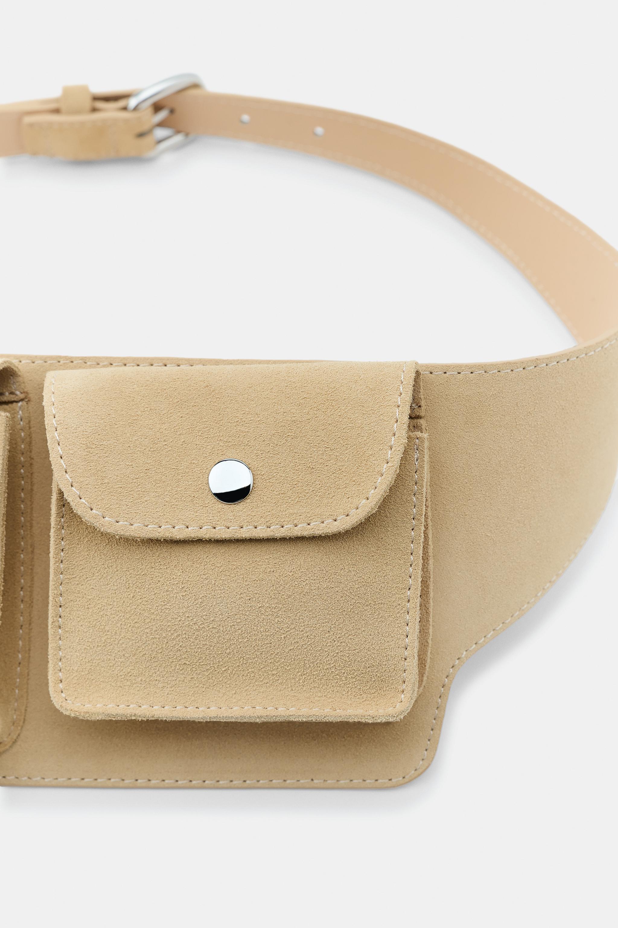 100% LEATHER WAIST BELT WITH POCKETS