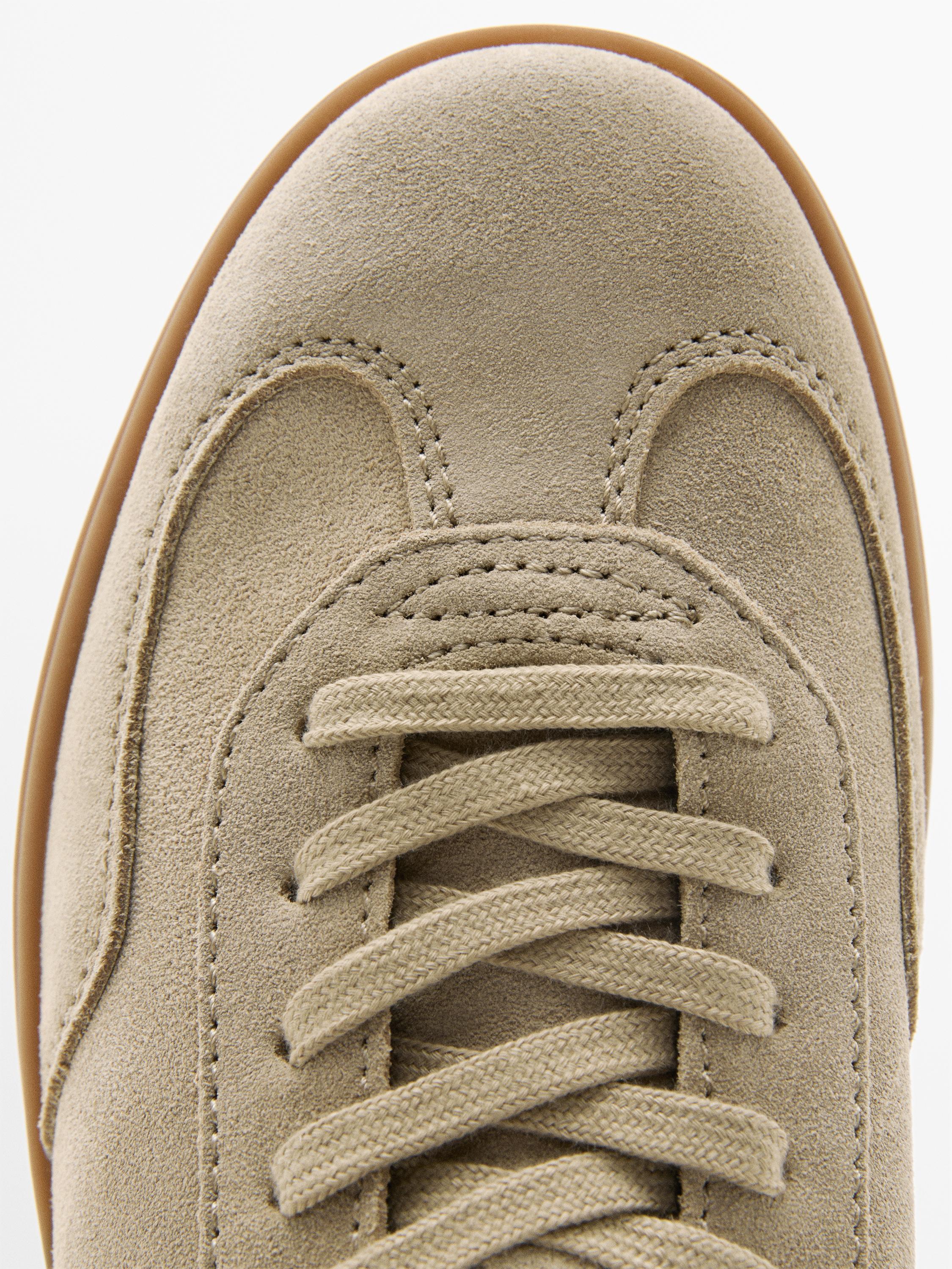 Tennis en cuir croûte de