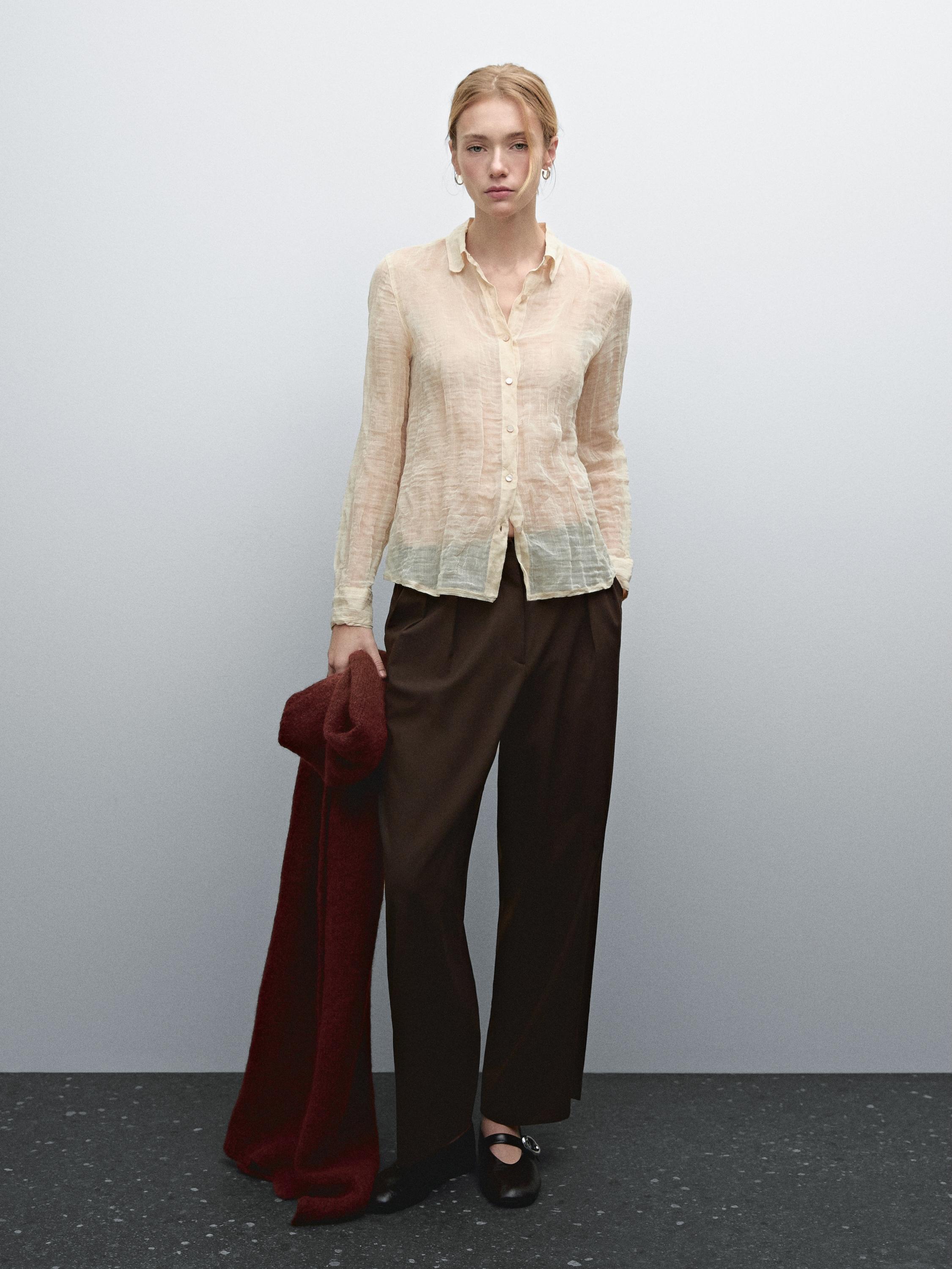 Pleated trousers with a clean design - Brown | ZARA United Pleated trousers with a clean design - Brown | ZARA United