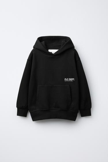 Zara BASIC HOODIE SWEATSHIRT - Black
