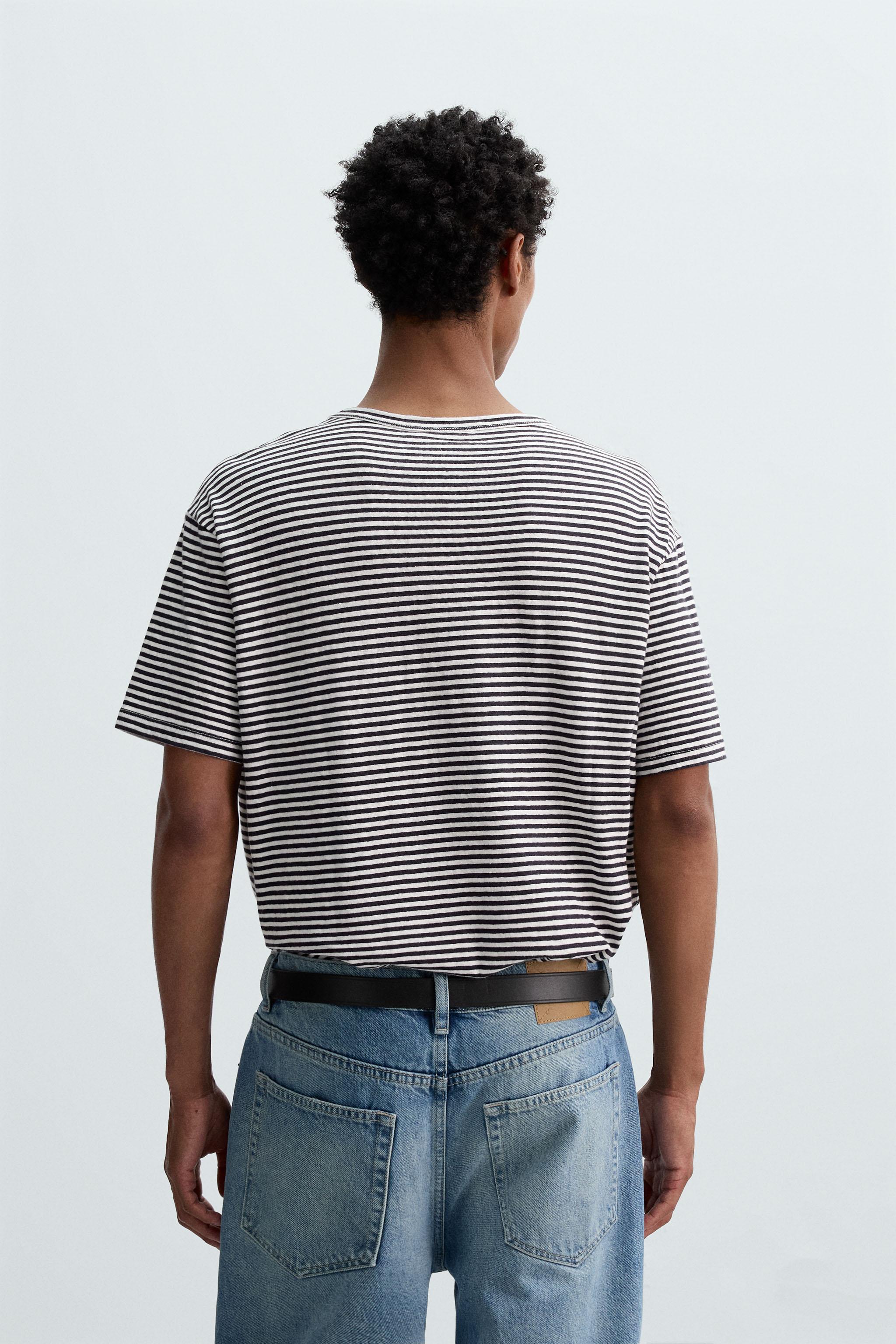 T-SHIRT COTON ET LIN RAYÉ