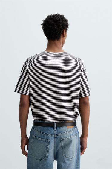 STRIPED COTTON-LINEN T-SHIRT - Stripes by Zara - Image 2