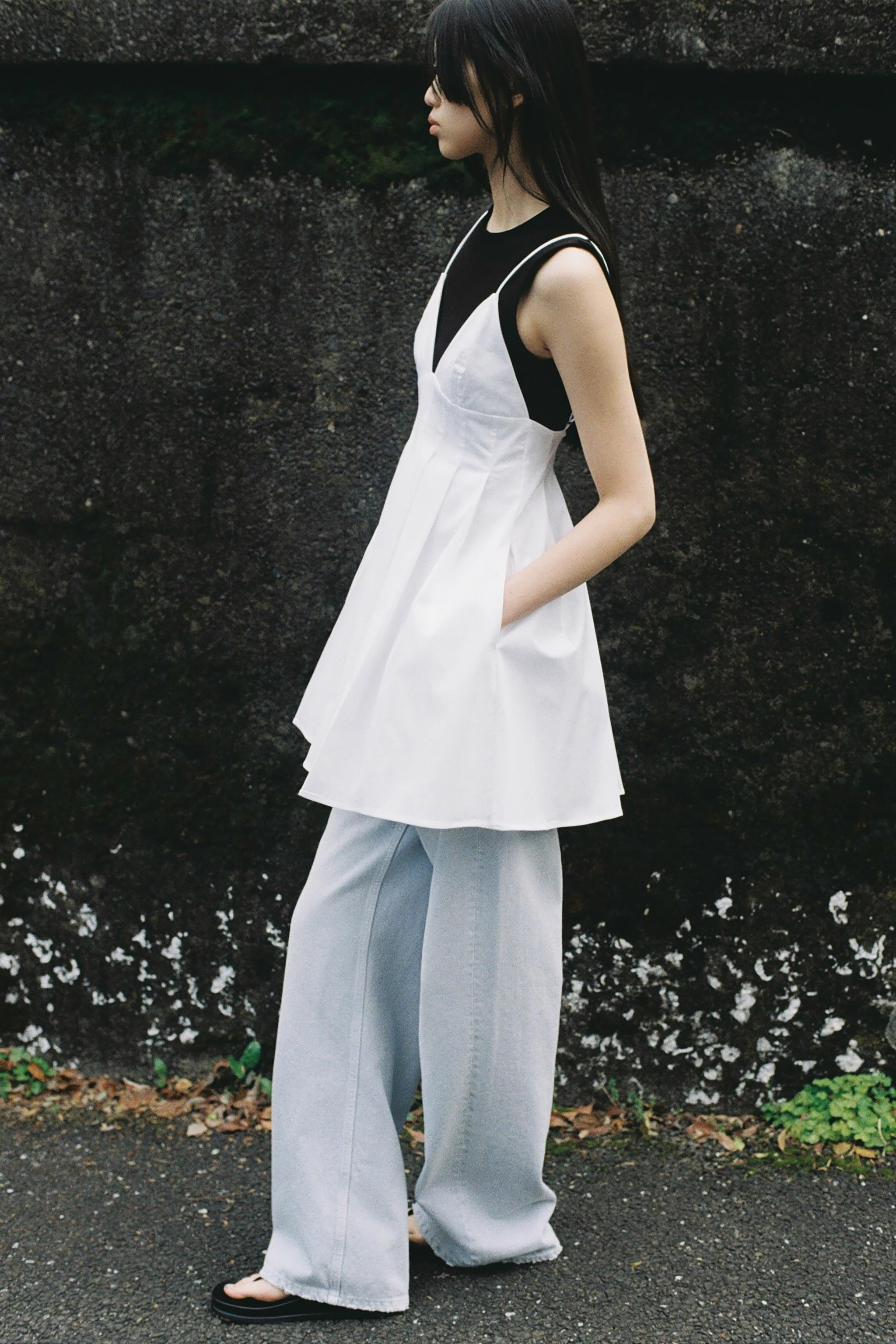 【ZARA】タック入りポプリンショートワンピース 3008/035/250 ZARA】タック入りポプリンショートワンピース 3008/035/250