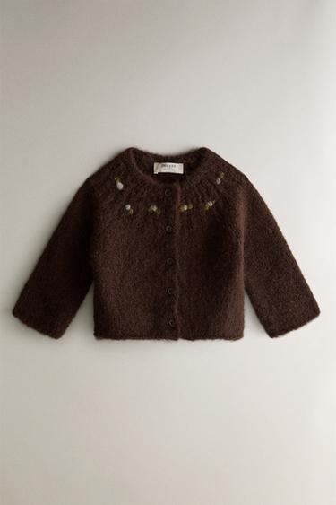 Zara BABY ALPACA CARDIGAN - Chocolate brown - Image 0