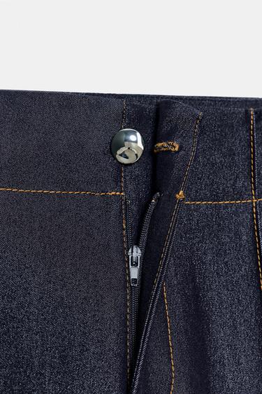 PANTALON BOOTCUT À SURPIQÛRES EN CONTRASTE - Indigo de Zara - Image 7
