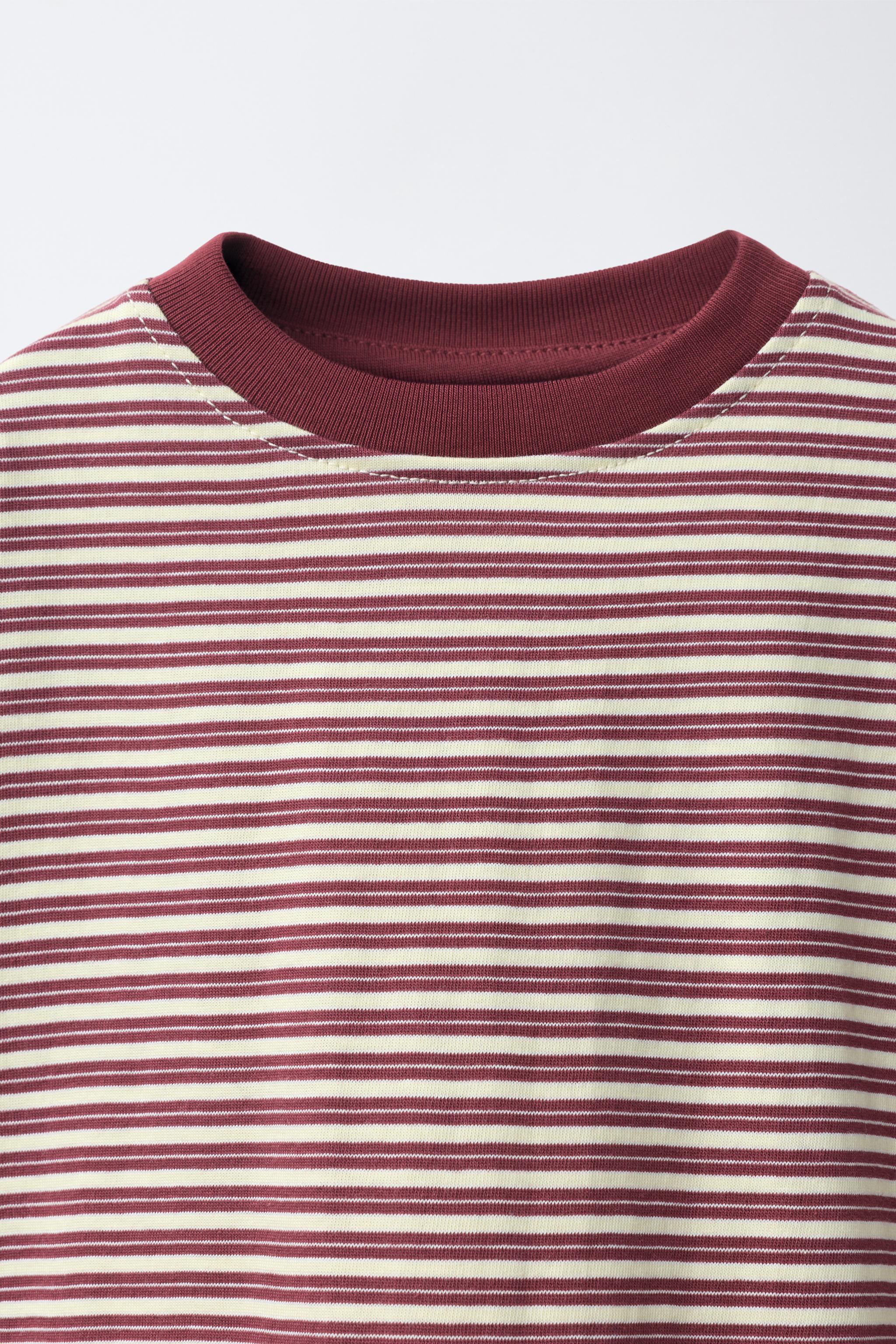 CONTRAST NECK STRIPED T-SHIRT