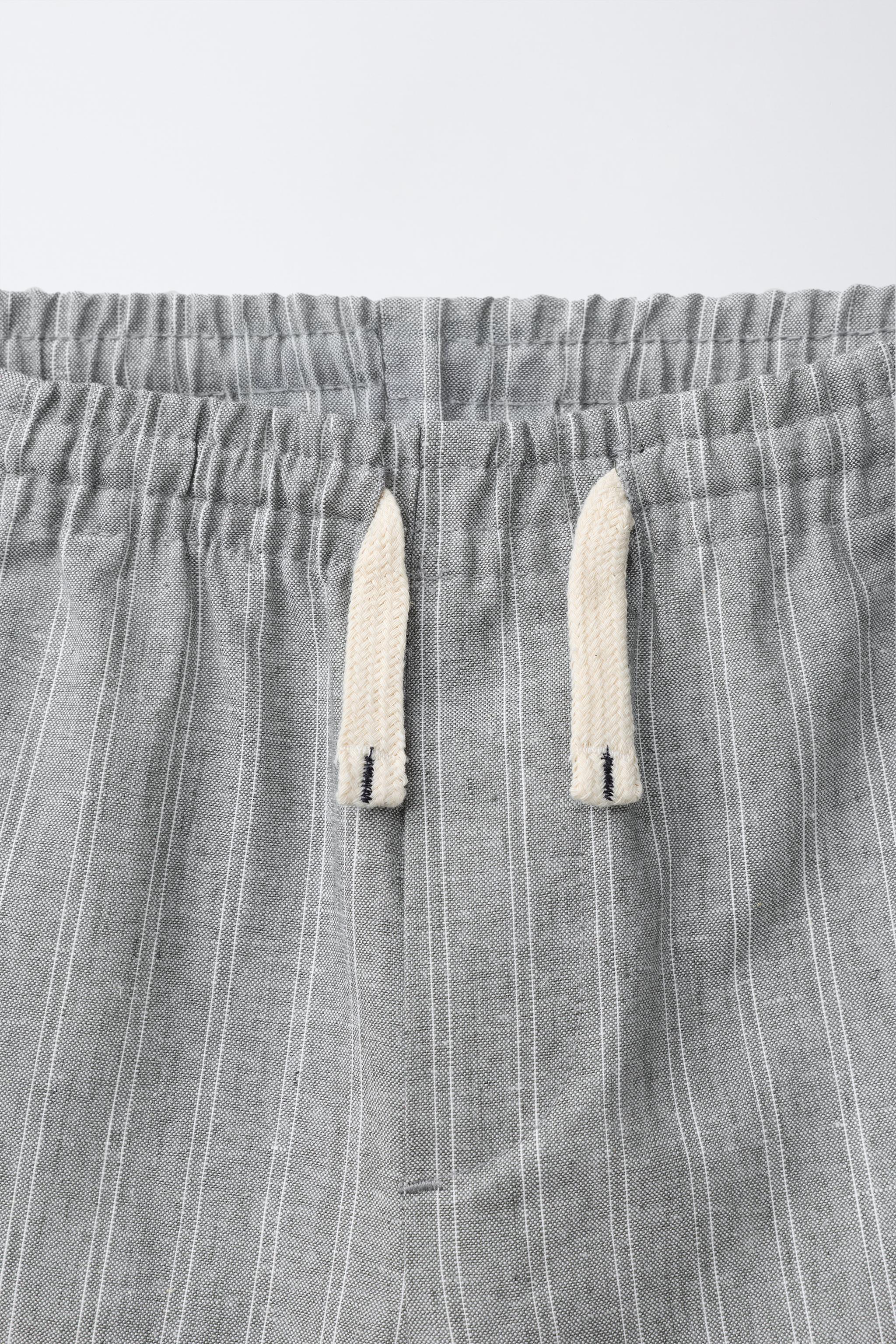 STRIPED LINEN BLEND PANTS