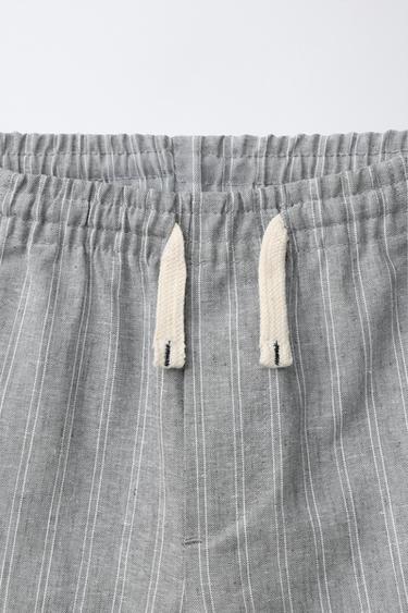 PANTALON RAYURES AVEC LIN - Gris de Zara - Image 2