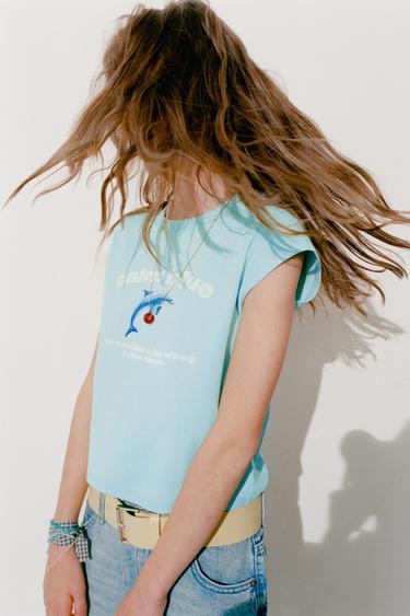 T-SHIRT À IMPRIMÉ ANIMAL - Bleu de Zara