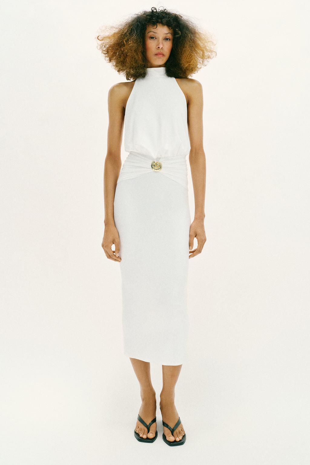 DRAPED HALTER DRESS