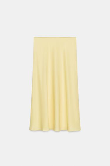 ZW COLLECTION MIDI SKIRT - Light yellow by Zara