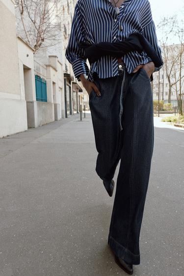 JEANS Z1975 BOOTCUT TIRO ALTO CINTURÓN - Azul de Zara