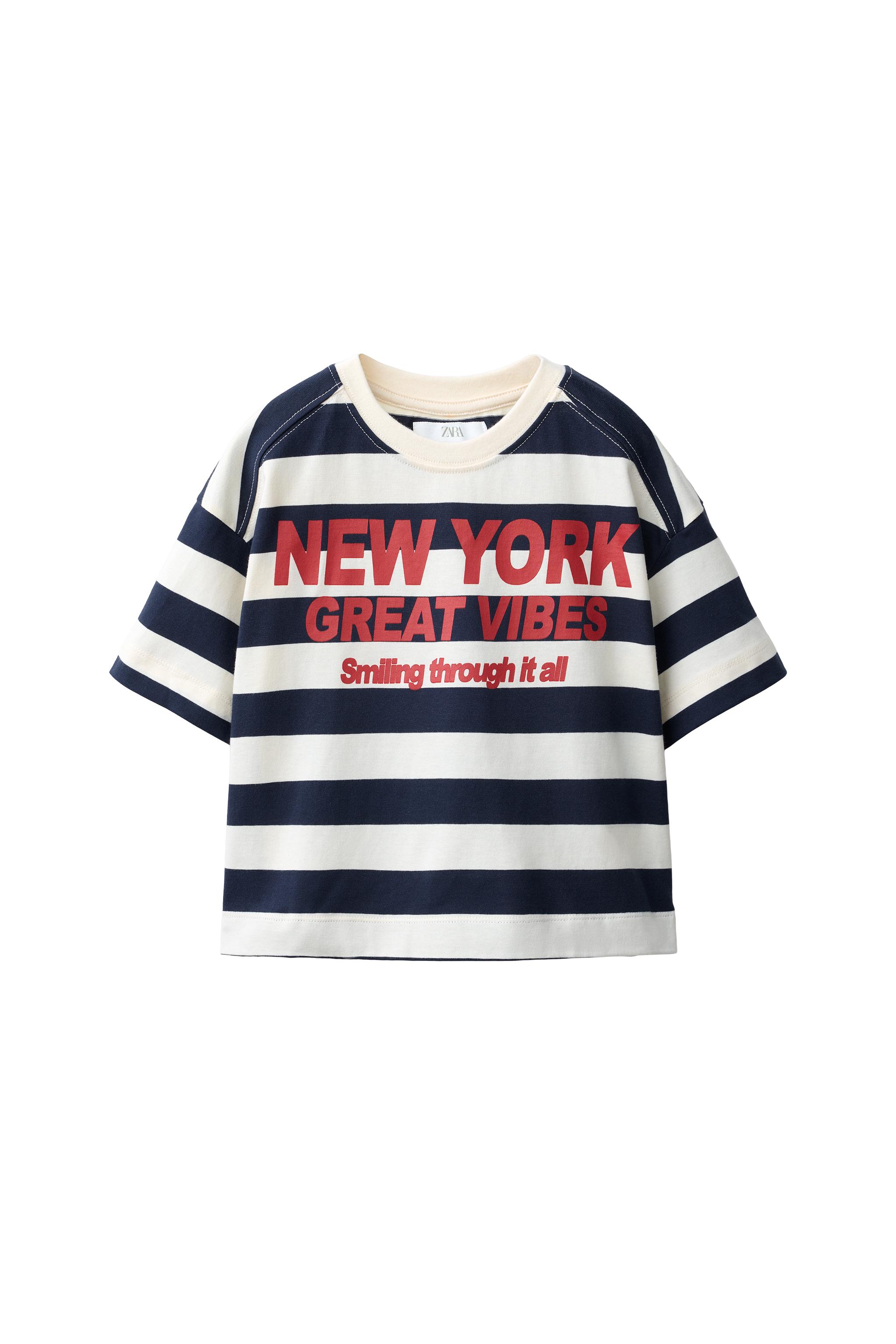  ストライプ Tシャツ NYプリント ストライプTシャツ - ストライプ | ZARA Japan / 日本