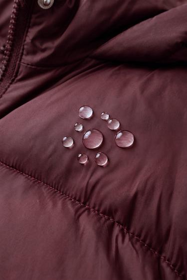WATER-REPELLENT HOODED PADDED JACKET - Burgundy by Zara