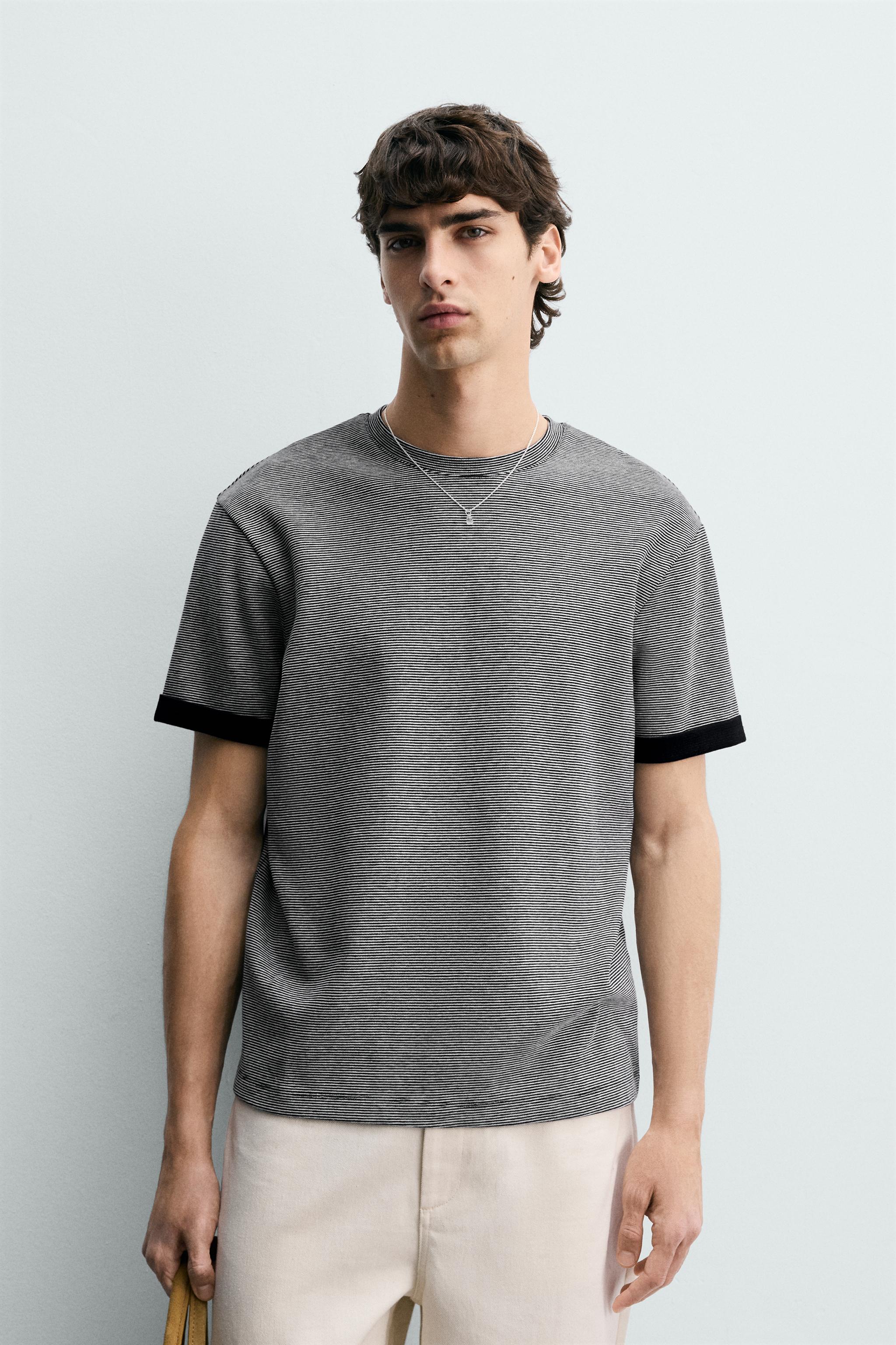 CONTRAST STRIPED JACQUARD T-SHIRT