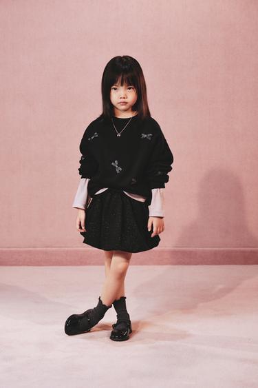 SHIMMER BALLOON PONTE DI ROMA SKIRT - Black by Zara