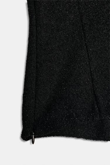 BOUCLÉ COMBINED TOP - Black / Ecru by Zara - Image 9