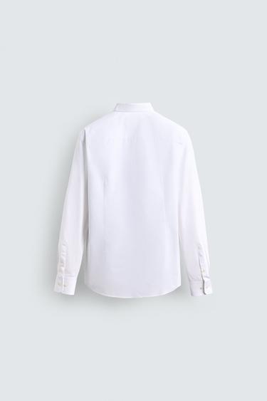 TUXEDO-STYLE COLLAR SHIRT - White by Zara - Image 6