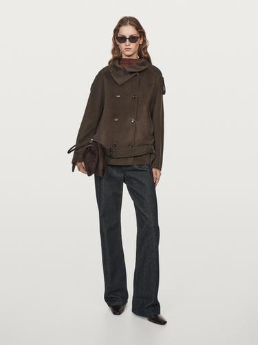 Abrigo tipo trench mezcla lana - Chocolate de Zara - Imagen 0