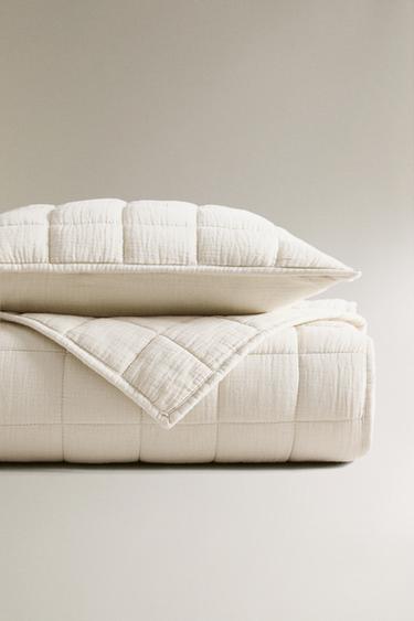 CHILDREN'S CHECK MUSLIN QUILT - Grey by Zara - Image 4