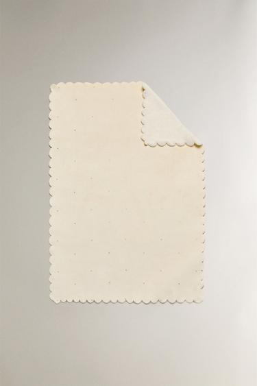 SHINY EMBROIDERED FLEECE BABY BLANKET - Cream by Zara