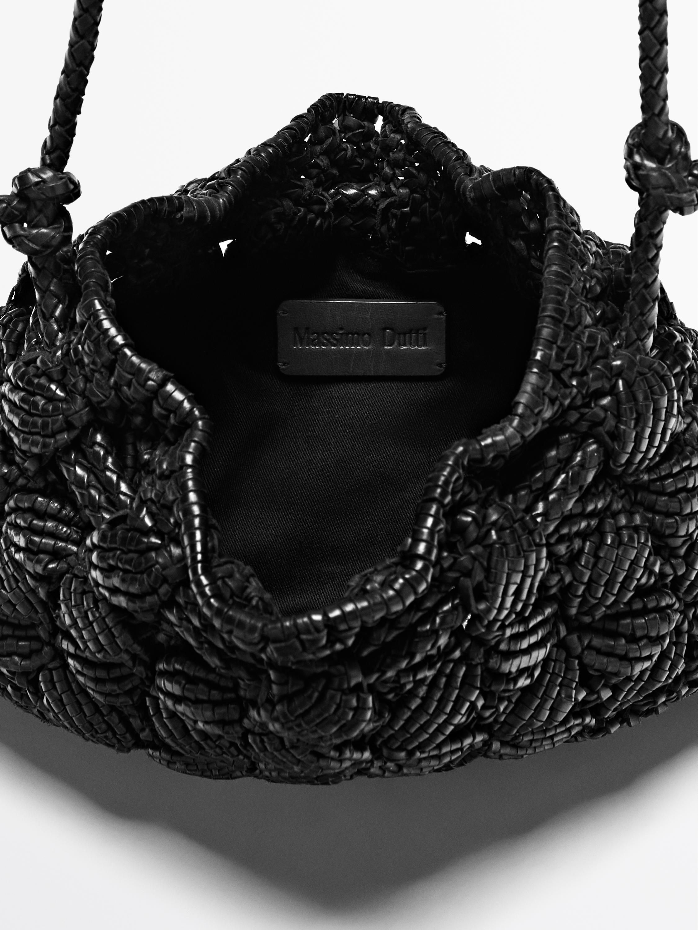 Nappa leather macramé pouch bag