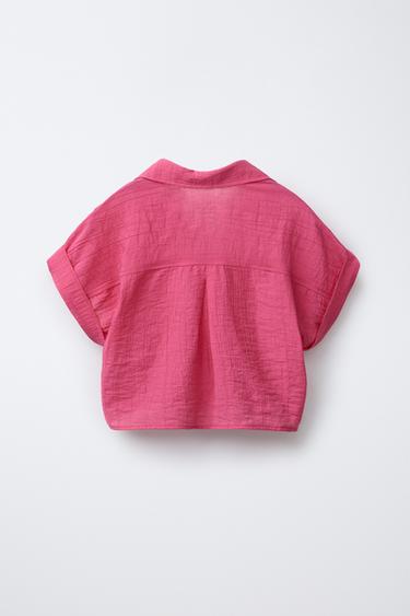 TEXTURED SHIRT WITH KNOT - Fuchsia by Zara - Image 1