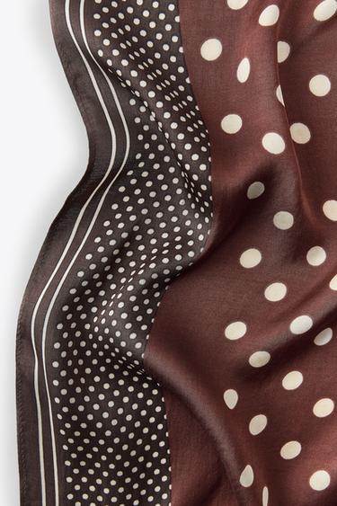 FOULARD IMPRIMÉ À POIS - Marron de Zara - Image 3