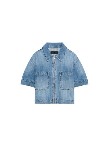 CAMISA Z1975 DENIM MANGA CORTA - Azul medio de Zara