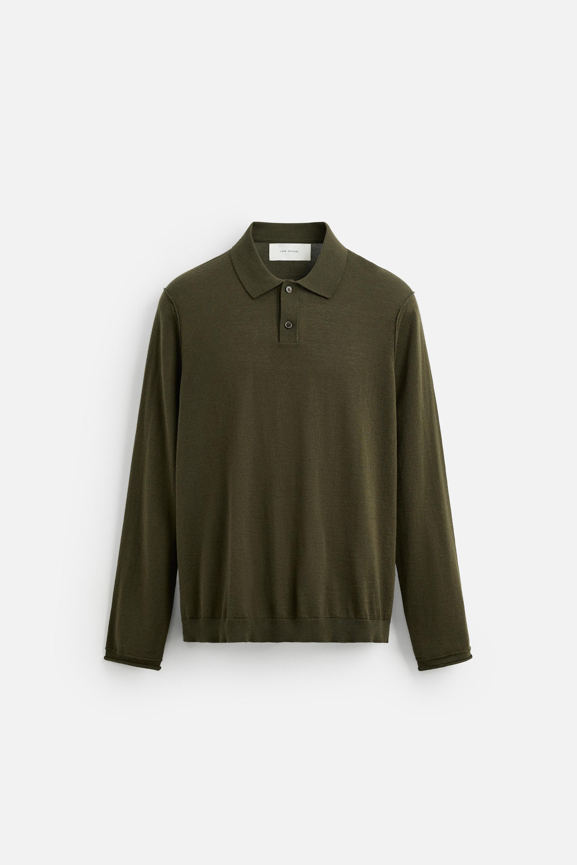 ウール - コットンニットポロシャツ - アースカラー | ZARA