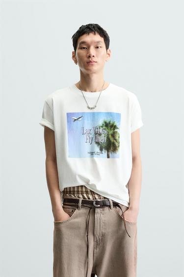 CAMISETA ESTAMPADO FOTOGRÁFICO - Blanco roto de Zara