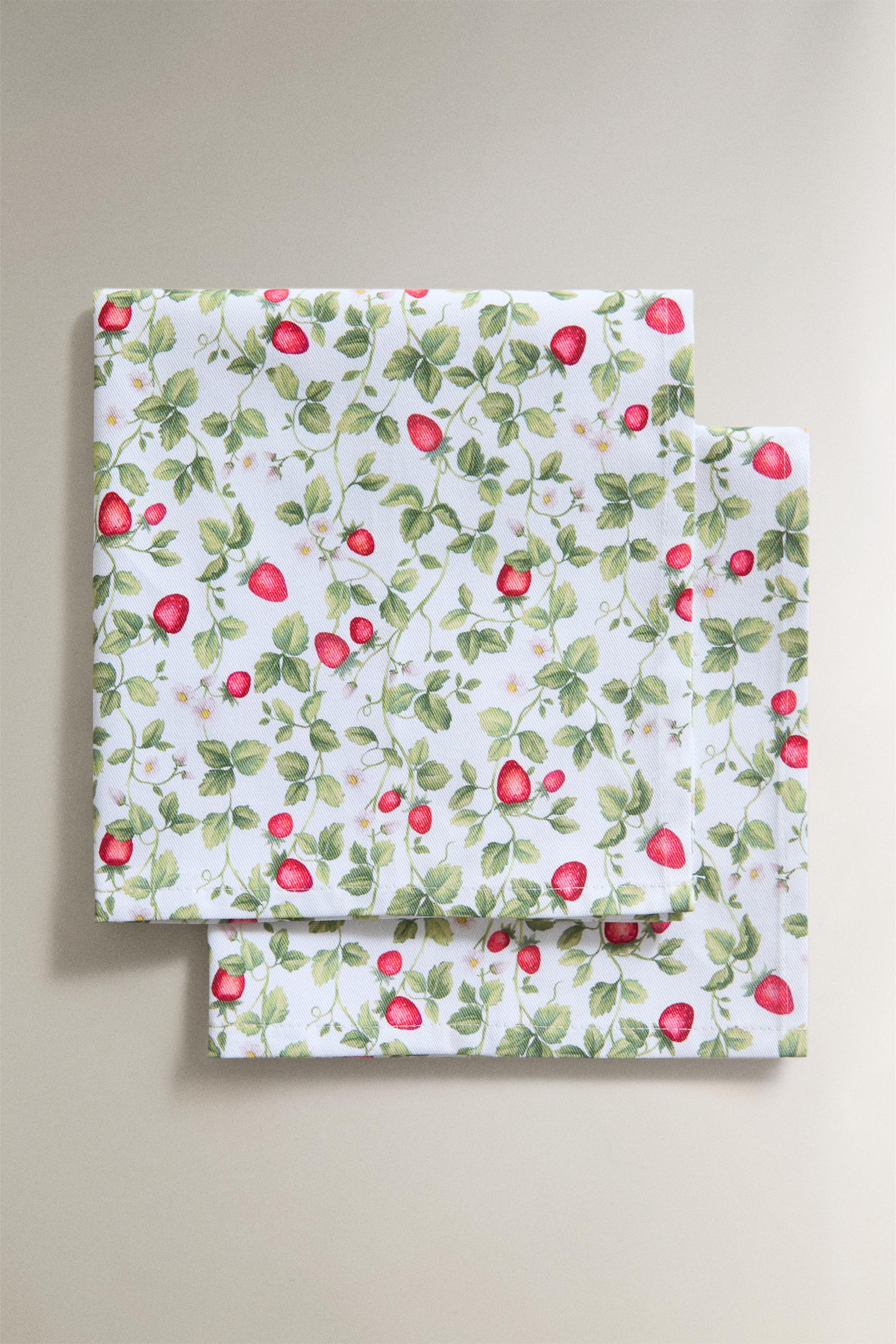 STRAWBERRY NAPKIN PACK (PACK OF 2) - Greens | ZARA United States