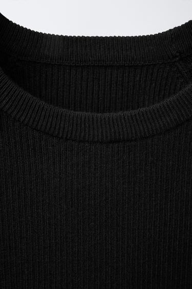 T-SHIRT CÔTELÉ AVEC NŒUDS - Noir de Zara - Image 2