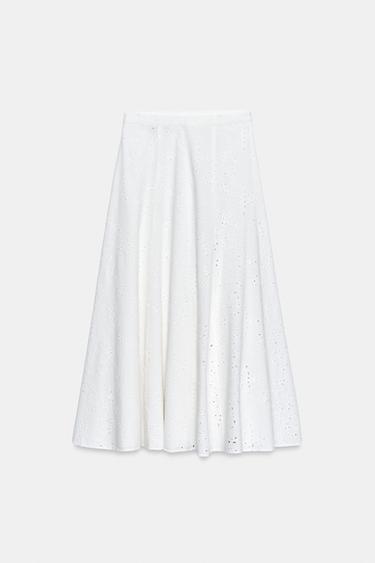 CUTWORK EMBROIDERY MIDI SKIRT - White by Zara - Image 6