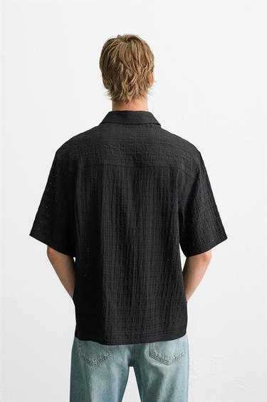 CHEMISE STRUCTURÉE À CARREAUX - Noir de Zara - Image 2