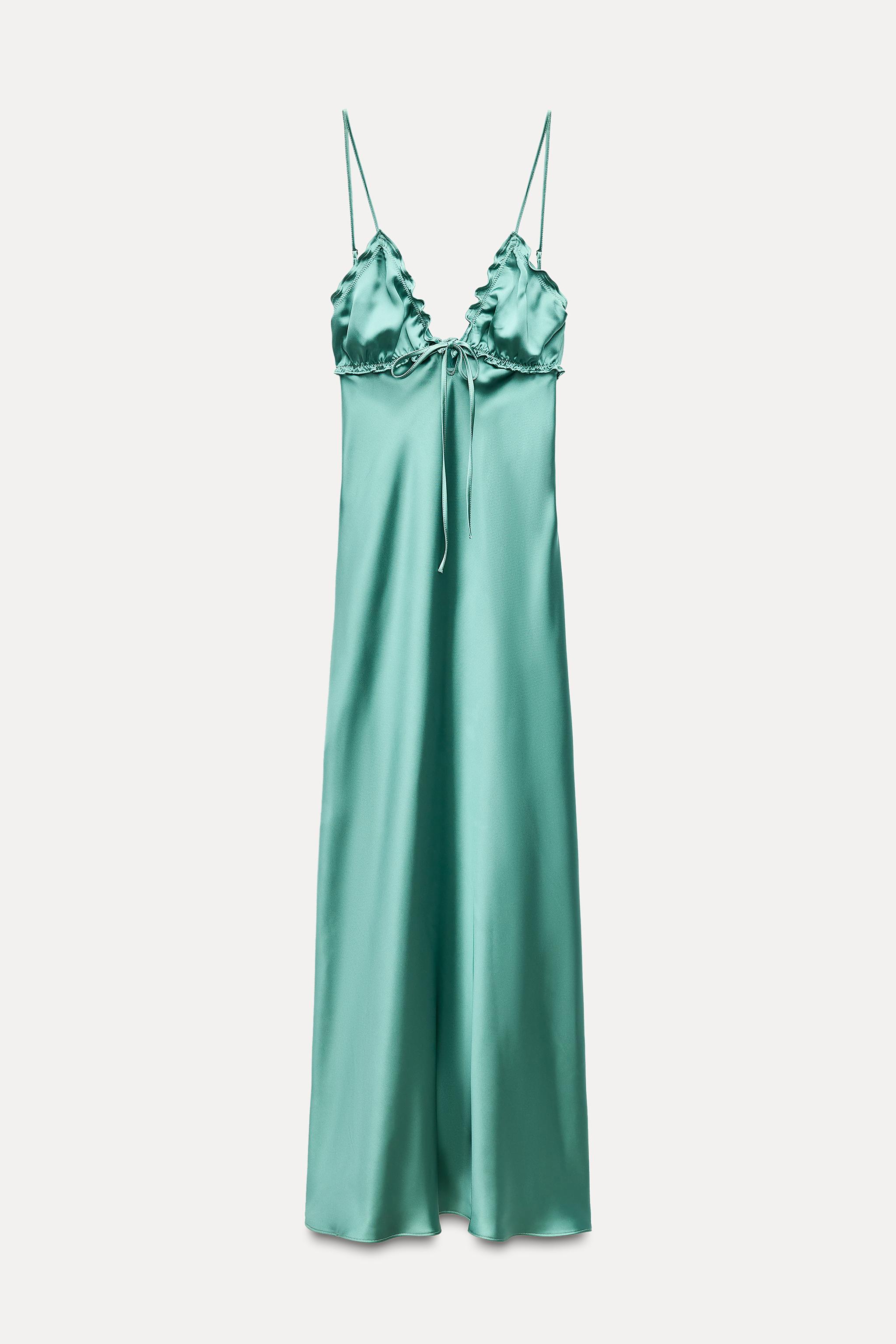 Vestido verde fashion satinado zara