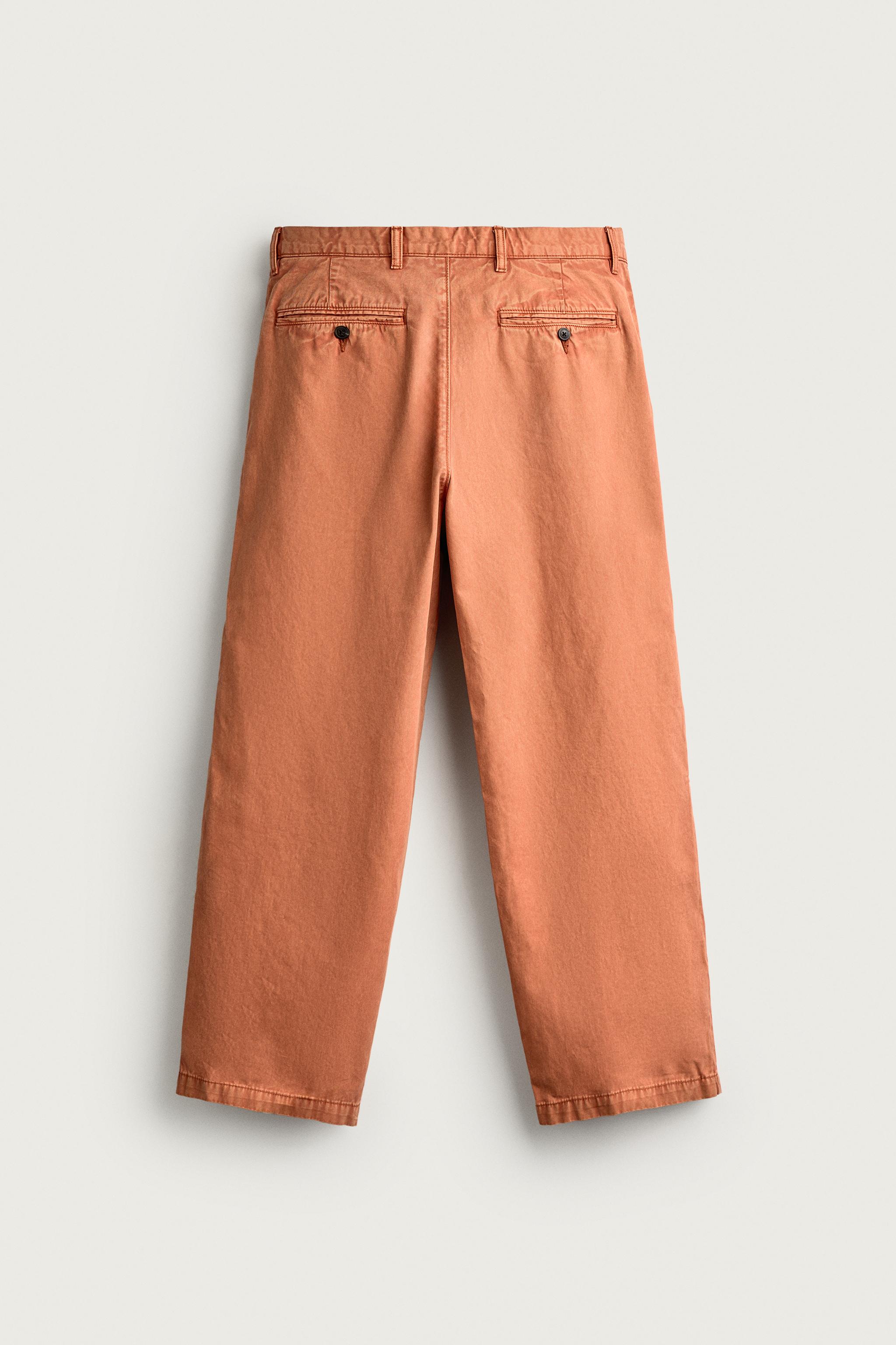 Zara YIKAMALI STRAIGHT FIT CHINO PANTOLON görsel 8