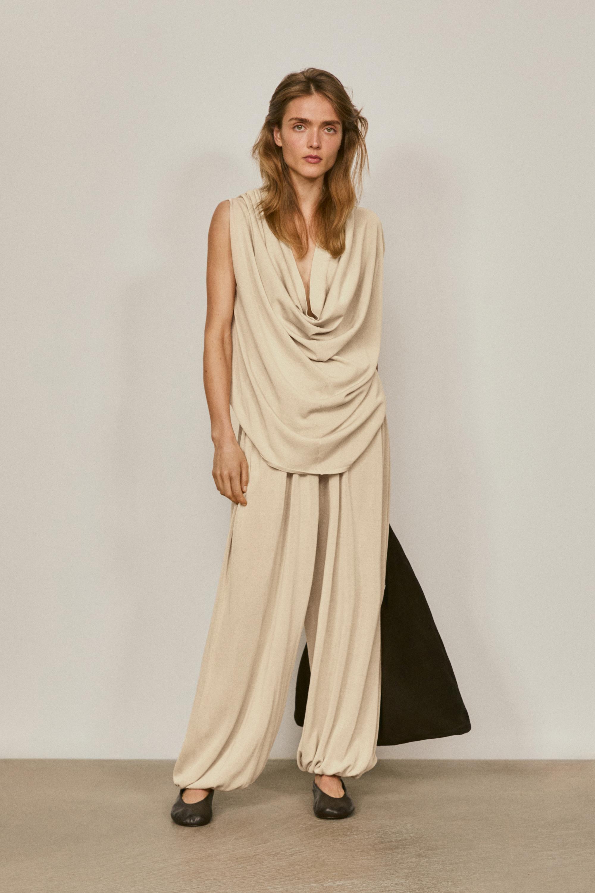 Silk blend top with cowl neckline - LIMITED EDITION