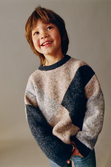 DIAMOND KNIT SWEATER - Beige / Navy by Zara