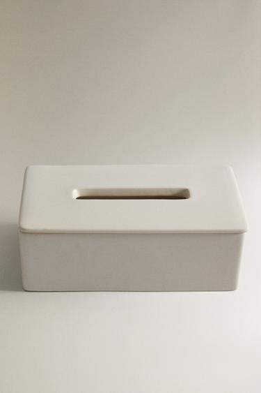 BOÎTE À MOUCHOIRS CÉRAMIQUE BLANCHE - Écru de Zara
