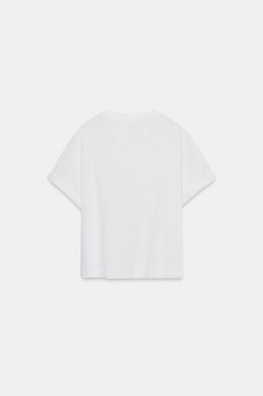 T-SHIRT EN COTON À MANCHES COURTES - Blanc de Zara - Image 5