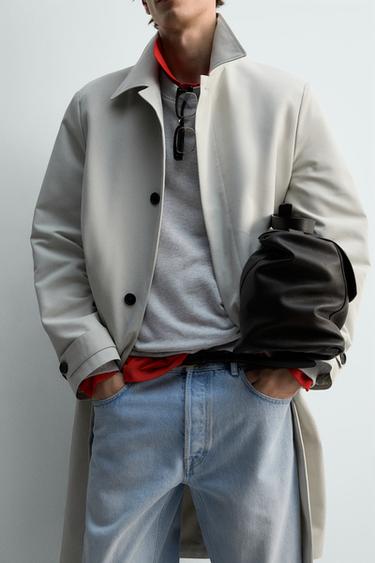 TECHNICAL RELAXED FIT TRENCH COAT - Light grey by Zara - Image 4